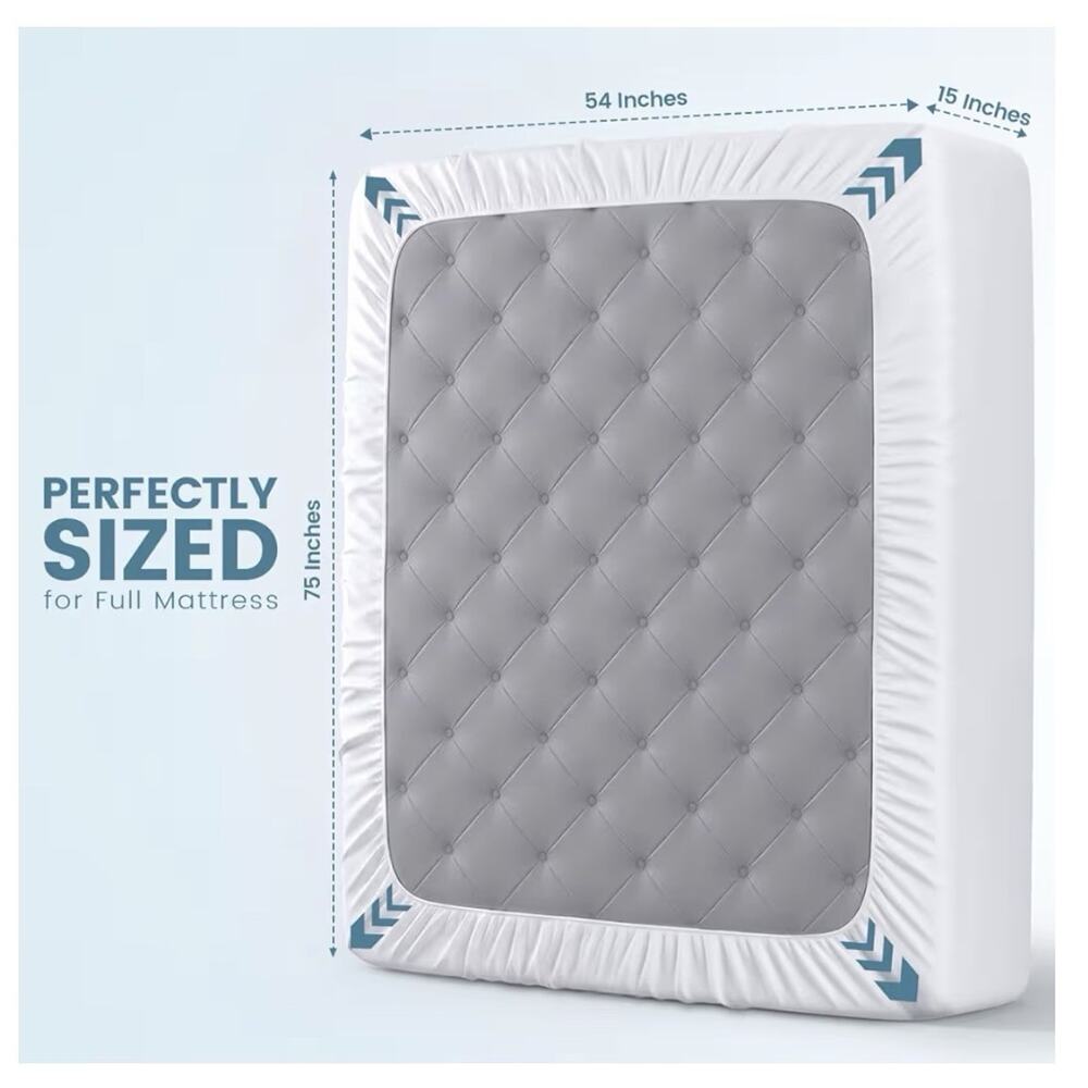 Full Mattress Protector Waterproof Terry Cover Deep Pocket White New - Picture 2 of 5